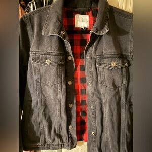 Thread & Supply Charcoal Jacket with Red Check Lining
